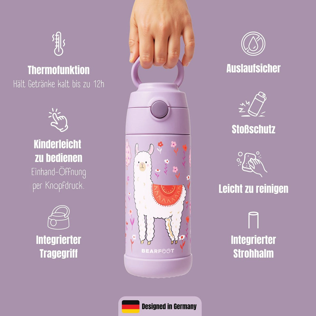 Thermo kinderdrinkfles RVS - lama paars