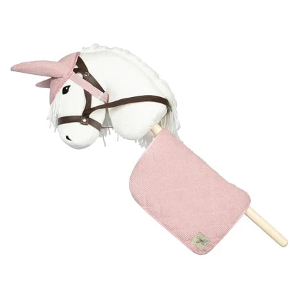 Zadeldekje en Mutsje corduroy roze voor Hobby Horse